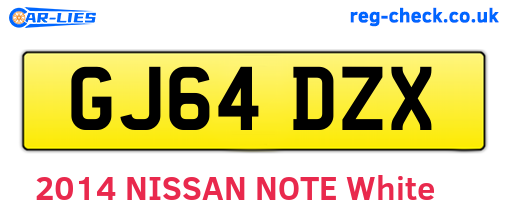 GJ64DZX are the vehicle registration plates.