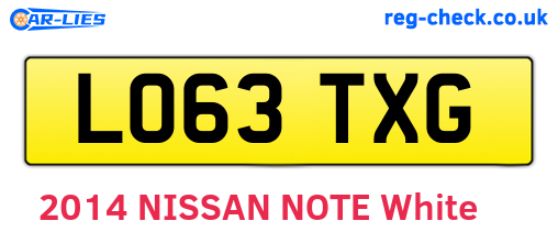 LO63TXG are the vehicle registration plates.