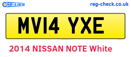 MV14YXE are the vehicle registration plates.