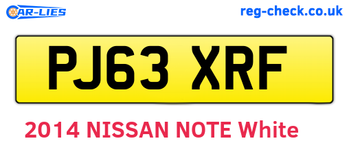 PJ63XRF are the vehicle registration plates.