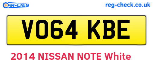 VO64KBE are the vehicle registration plates.