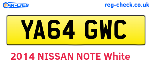 YA64GWC are the vehicle registration plates.