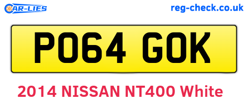 PO64GOK are the vehicle registration plates.