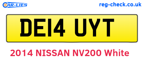 DE14UYT are the vehicle registration plates.