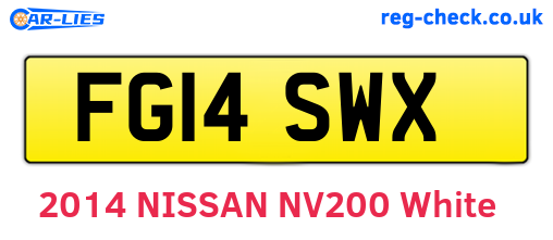 FG14SWX are the vehicle registration plates.