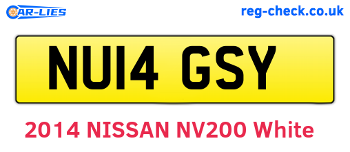 NU14GSY are the vehicle registration plates.