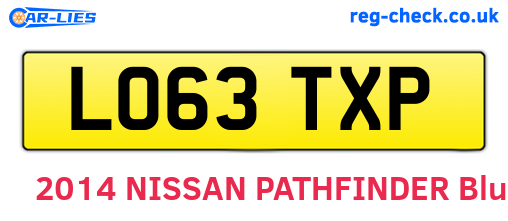 LO63TXP are the vehicle registration plates.