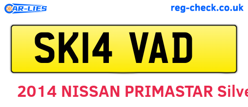 SK14VAD are the vehicle registration plates.