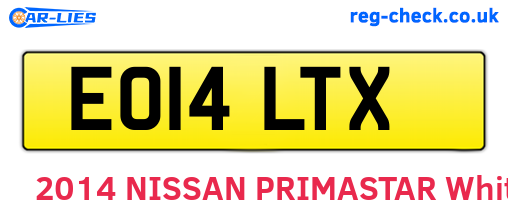 EO14LTX are the vehicle registration plates.