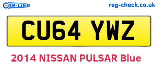 CU64YWZ are the vehicle registration plates.