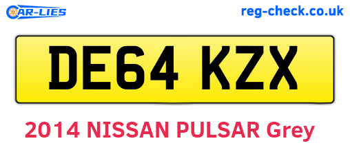 DE64KZX are the vehicle registration plates.