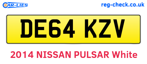 DE64KZV are the vehicle registration plates.