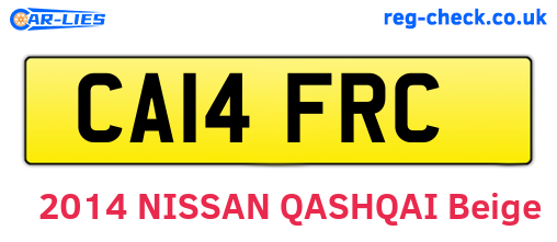 CA14FRC are the vehicle registration plates.