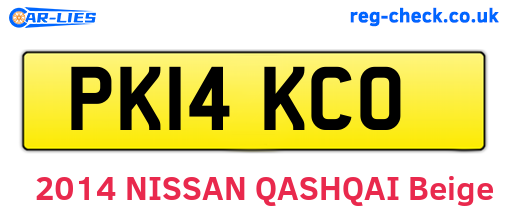 PK14KCO are the vehicle registration plates.