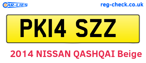 PK14SZZ are the vehicle registration plates.