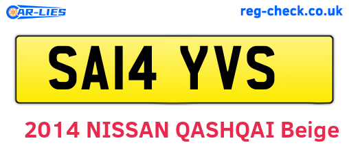 SA14YVS are the vehicle registration plates.