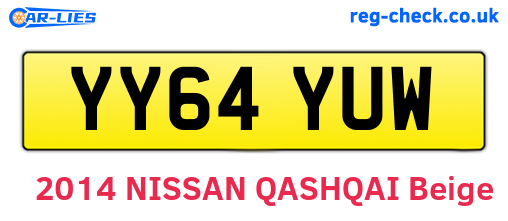 YY64YUW are the vehicle registration plates.