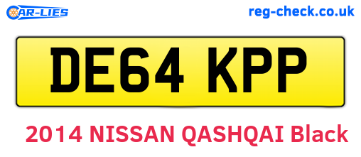 DE64KPP are the vehicle registration plates.