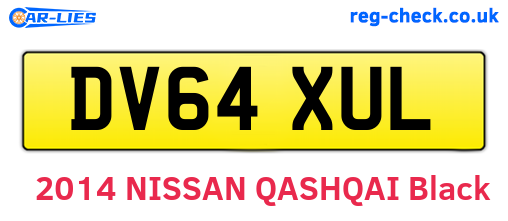 DV64XUL are the vehicle registration plates.