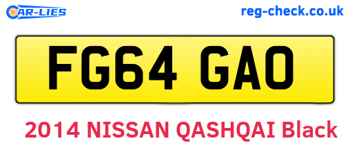 FG64GAO are the vehicle registration plates.