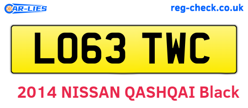 LO63TWC are the vehicle registration plates.