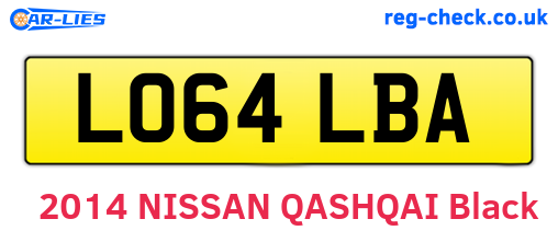 LO64LBA are the vehicle registration plates.