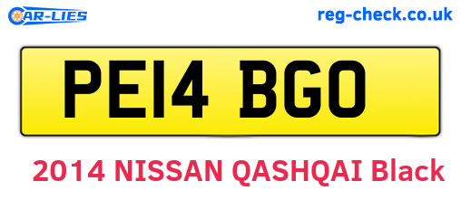 PE14BGO are the vehicle registration plates.