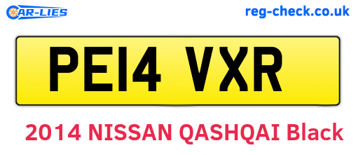 PE14VXR are the vehicle registration plates.
