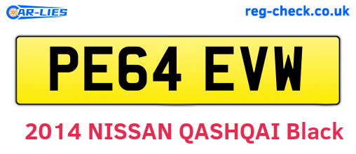 PE64EVW are the vehicle registration plates.