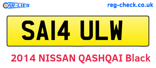 SA14ULW are the vehicle registration plates.
