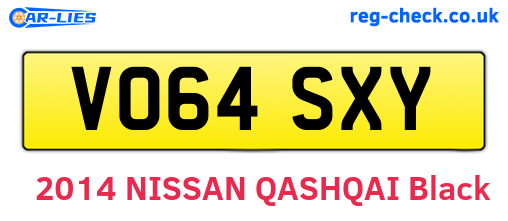 VO64SXY are the vehicle registration plates.