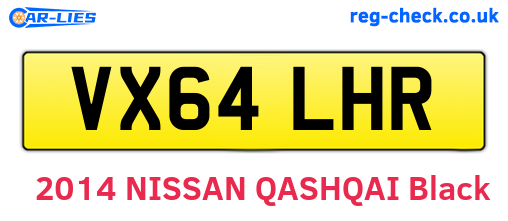 VX64LHR are the vehicle registration plates.