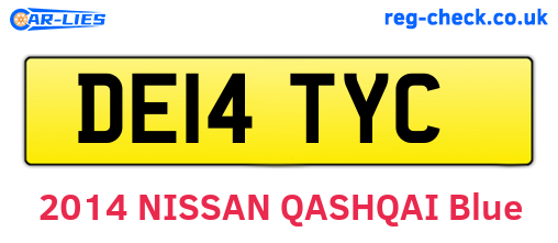 DE14TYC are the vehicle registration plates.