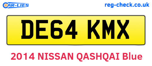 DE64KMX are the vehicle registration plates.