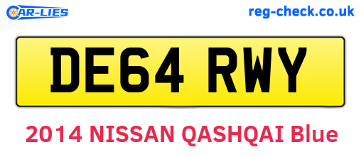 DE64RWY are the vehicle registration plates.