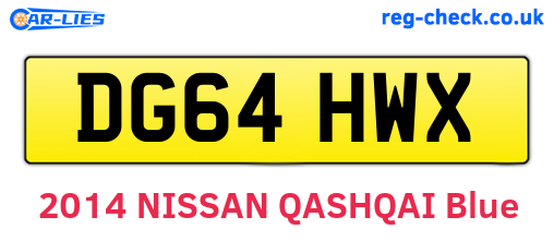 DG64HWX are the vehicle registration plates.