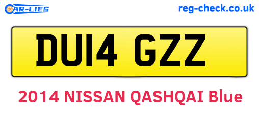 DU14GZZ are the vehicle registration plates.