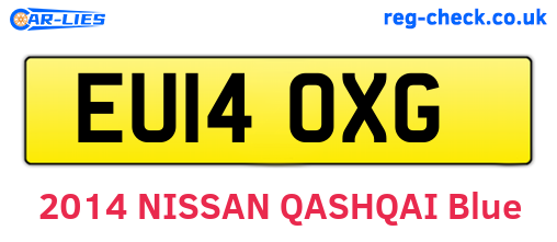 EU14OXG are the vehicle registration plates.