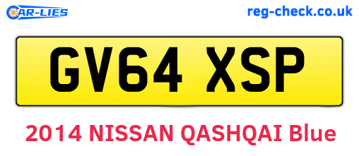 GV64XSP are the vehicle registration plates.