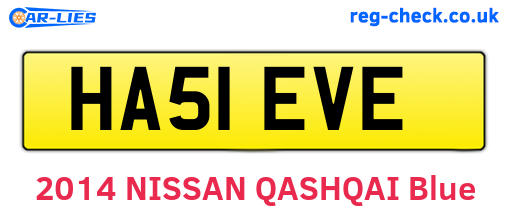 HA51EVE are the vehicle registration plates.