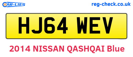 HJ64WEV are the vehicle registration plates.