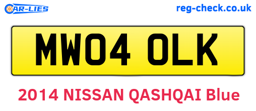 MW04OLK are the vehicle registration plates.