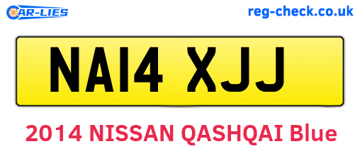 NA14XJJ are the vehicle registration plates.