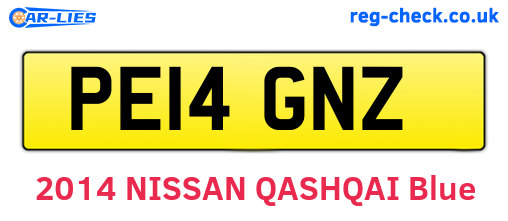 PE14GNZ are the vehicle registration plates.