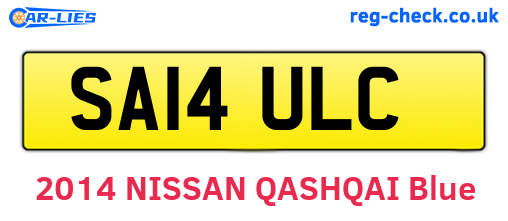 SA14ULC are the vehicle registration plates.