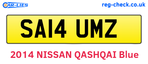 SA14UMZ are the vehicle registration plates.