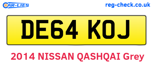 DE64KOJ are the vehicle registration plates.