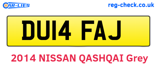 DU14FAJ are the vehicle registration plates.