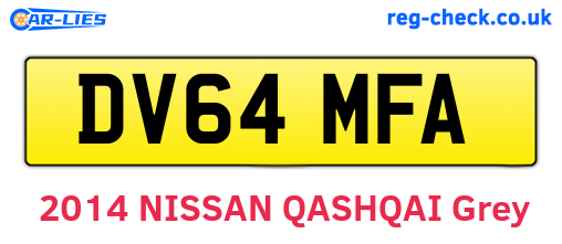 DV64MFA are the vehicle registration plates.