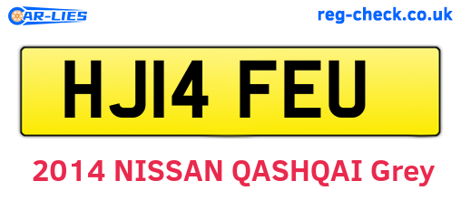 HJ14FEU are the vehicle registration plates.